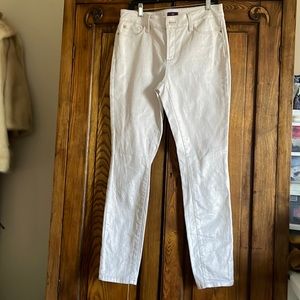 NWOT - NYDJ - 10 - White and gold metallic Super Skinny Jeans w/ plain pockets